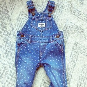 Osh Kosh Jean overalls with white heart print